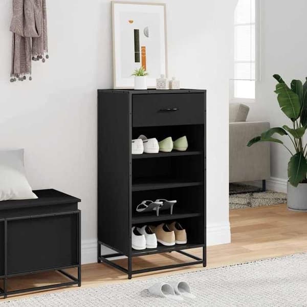 Maison Exclusive - Skohylde sort 48x38x97,5 cm ingeniørtræ