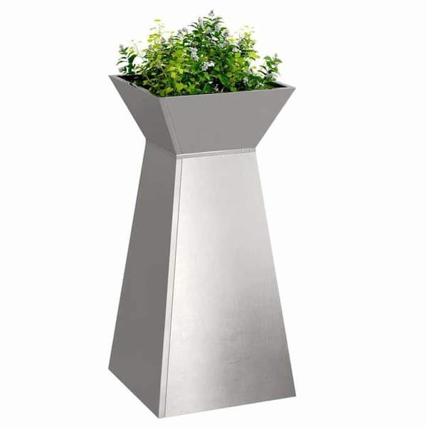 Planteringslåda - EXKLUSIVT HUS - Pelare - Rostfritt stål - 35 x 35 x 73 cm - Silverfärgad Silver
