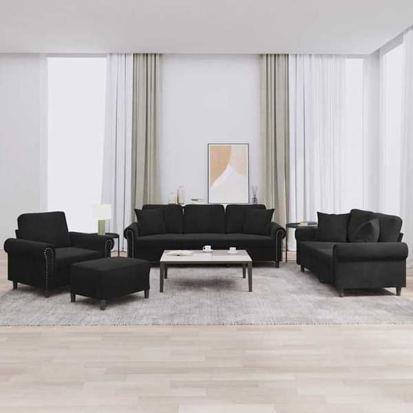 Maison Exclusive - Sæt af 4 sofaer med sorte velourpuder