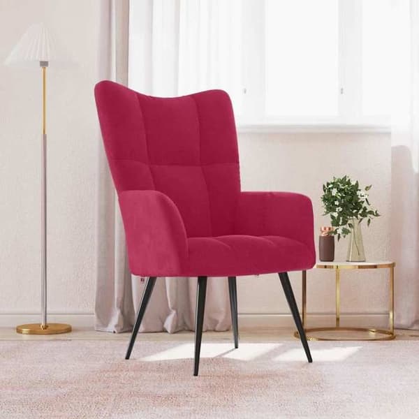 Maison Exclusive - Rød bordeaux velour afslapningsstol