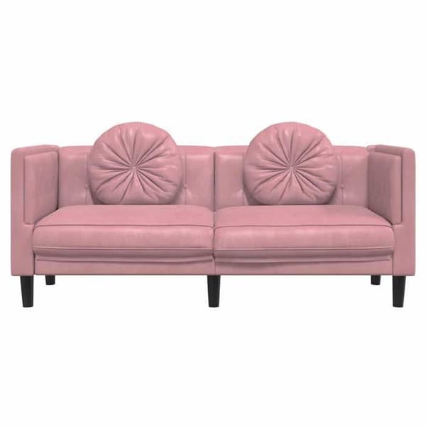 Maison Exclusive - Soffa med kuddar 2 platser rosa sammet Ros