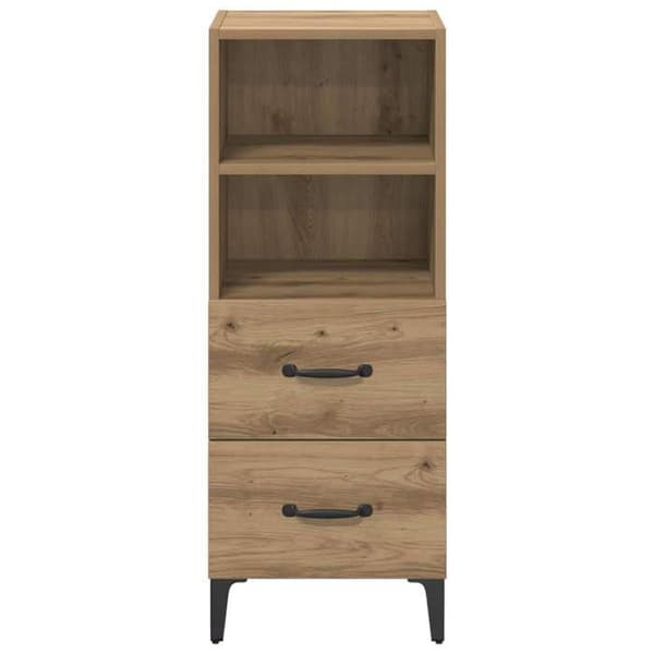 Maison Exclusive - Buffet i egetræ, håndlavet 34 x 34,5 x 90 cm Ingeniørtræ