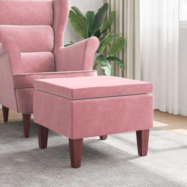 Maison Exclusive - Pall med ben i trä Rosa Sammet Ros