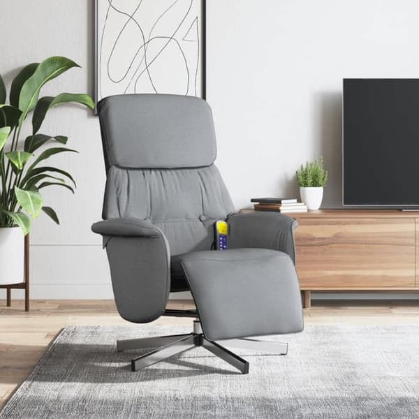Maison Exclusive - Massagestol med vippefunktion og lys grå stoffodskammel