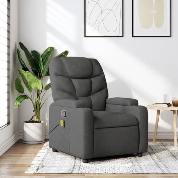 Stole & Relaxstole - MAISON EXCLUSIVE - Massage stol med vippefunktion - Mørkegrå - 6 punkts vibration - Vippning 135° Mörkgrå