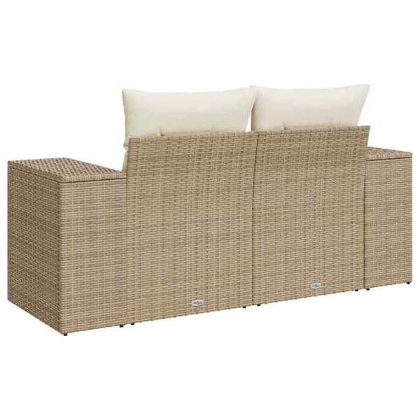 Maison Exclusive - Trädgårdsoffa med kuddar 2 platser beige flätad resin