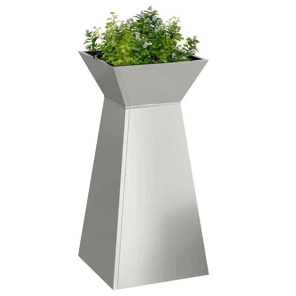 Planteringslåda - EXKLUSIV HEM - Pelare - Galvaniserat stål - 35 x 35 x 73 cm - Silverfärgad Silver