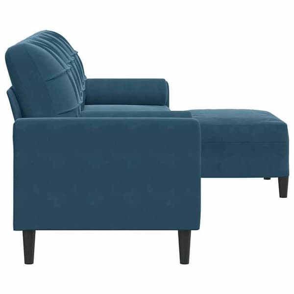Soffa 3 platser - EXKLUSIV HEM - 210 cm - Blå sammet - Metallram - Puff ingår Blå