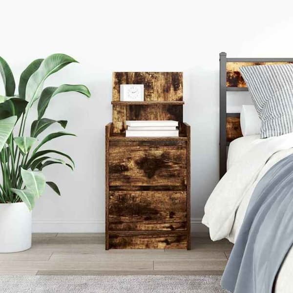 Natskab - EKSKLUSIV HUS - 38x34x80 cm - 2 skuffer - Røget eg - Spånplader Rökt ek