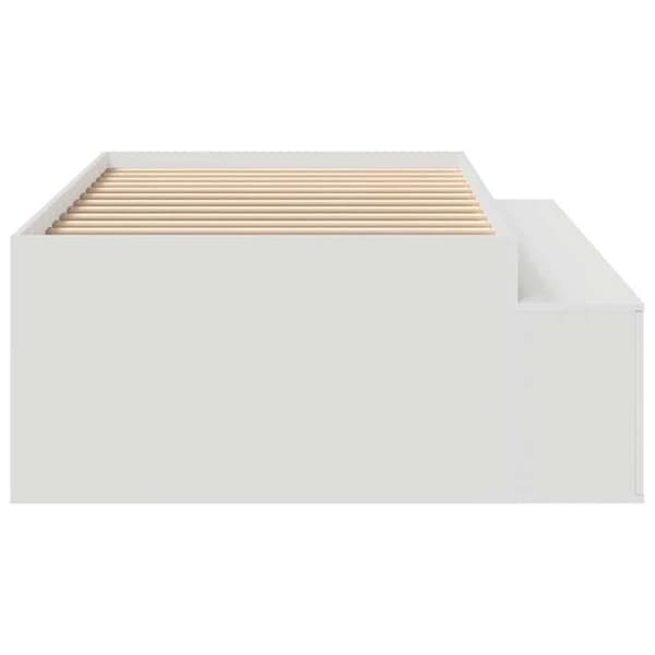 Sengestel - EKSKLUSIV HUS - 70 x 190 cm - Ingeniørtræ - Hvid - Indbyggede skuffer Vit