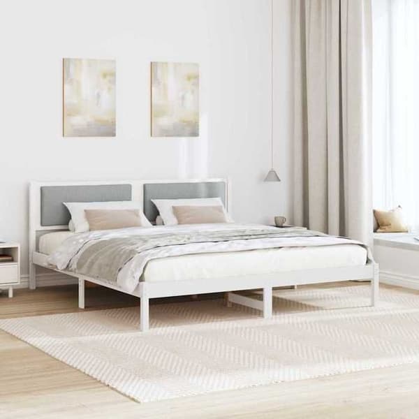 Maison Exclusive - Sängram Ljusgrå 180 x 200 cm Massivt trä