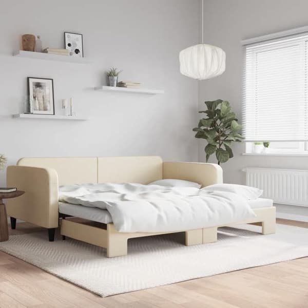 Maison Exclusive - Päivävuode, jossa on vaaleanpunainen vuode 100x200 cm kangas Grädde