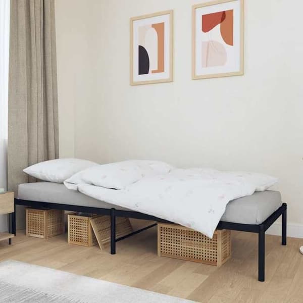 Sengestel - MAISON EXCLUSIVE - Maison Exclusive - 90x190 cm - Sort stål - Lamelseng Svart