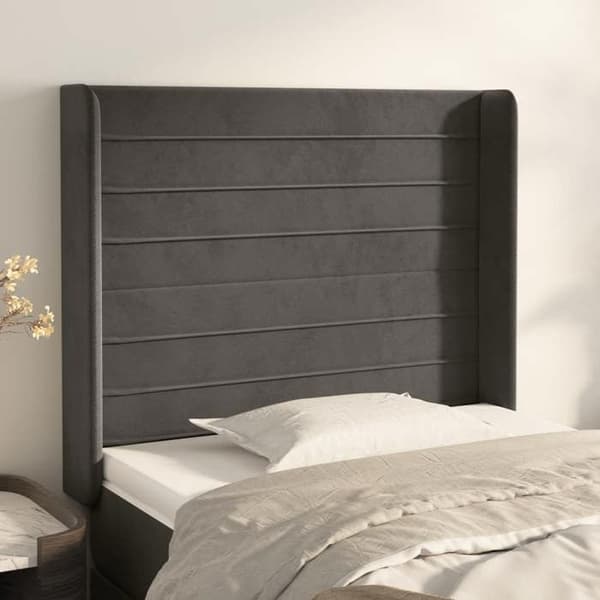 Maison Exclusive - Päätylevy korvilla Tummanharmaa 83x16x118/128 cm Sametti mörkgrå