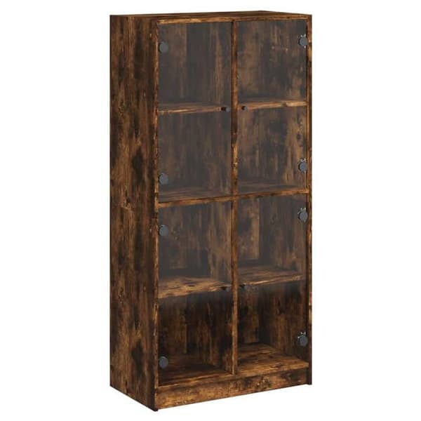 Maison Exclusive - Høj buffet med røget egetræsdøre 68x37x142 cm ingeniørtræ