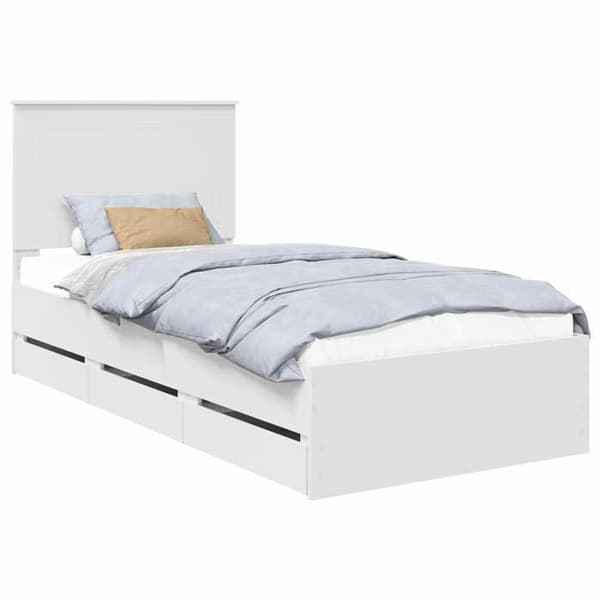 Maison Exclusive - Sängram med låda Vit 90 x 200 cm Ingenjörsträ