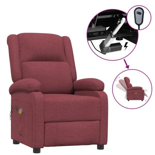 Maison Exclusive - Elektrisk massagefåtölj Bordeaux Tyg