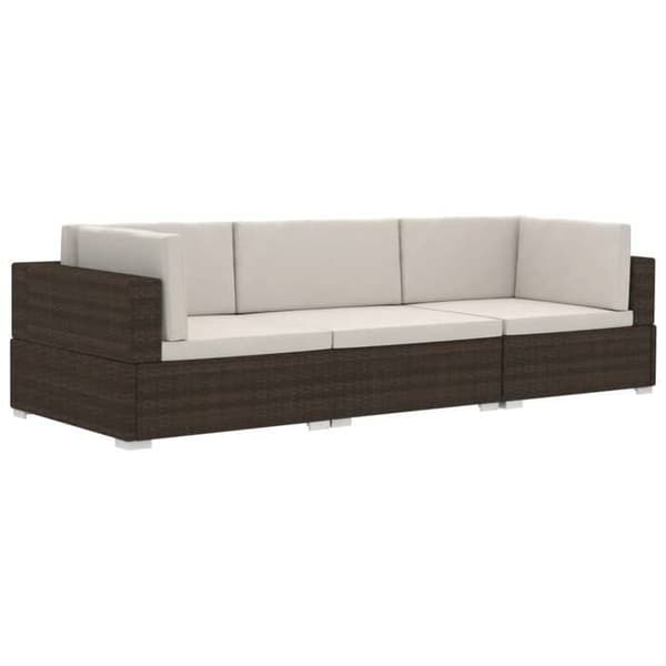 Maison Exclusive - Trädgårdsmöbler 3 delar med kuddar Flätad resin Brun