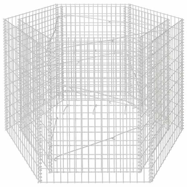 Maison Exclusive - Hexagonal gabion hævet seng 160x140x100 cm silver-