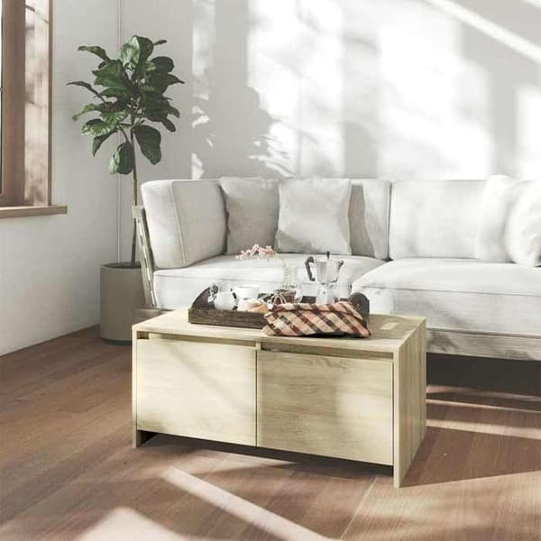 Bord - EKSKLUSIV HUS - 90 x 50 x 41,5 cm - Sonoma eg - 2 skuffer - Rektangulær Sonoma ek
