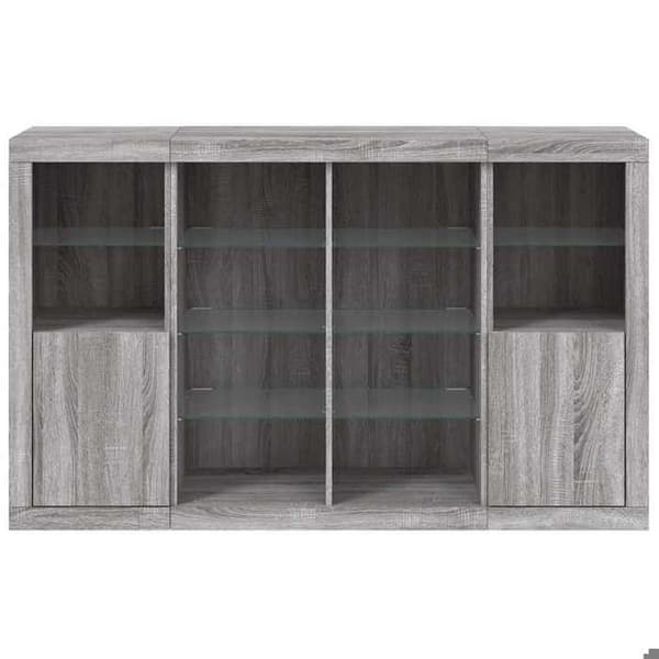 Maison Exclusive - Bufféer med LED-lampor 3 st sonoma grå ingenjörsträ
