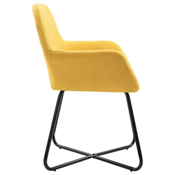 Matstol - Exklusivt Hem - Set om 6 - Gul polyester tyg - Pulverlackerade metallben Gul