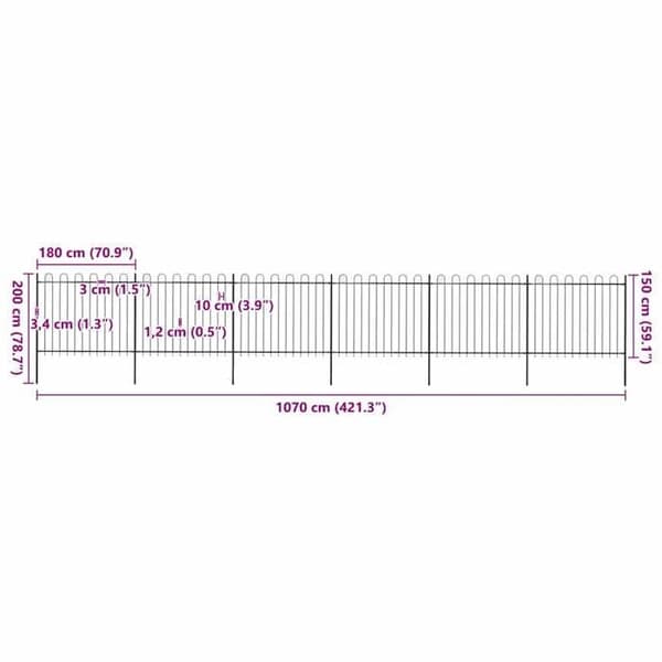 Maison Exclusive - Puutarha-aita teräksisella kaarella 1005 x 150 cm Musta Svart