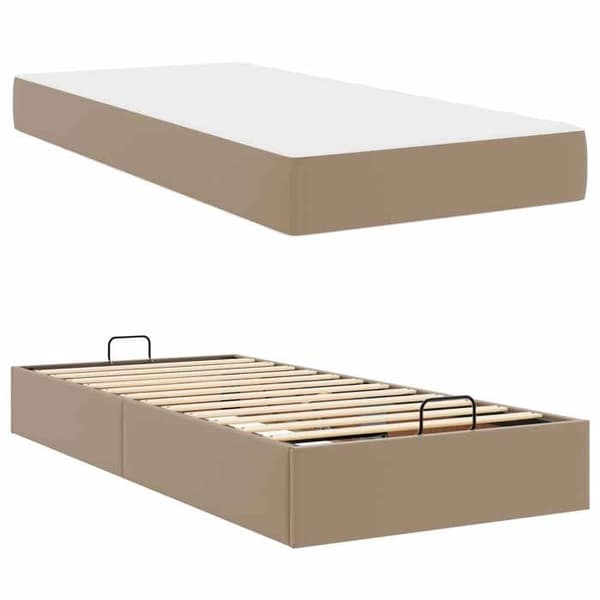 Maison Exclusive - Sängram med madrass Annan 2 delar Tan PVC