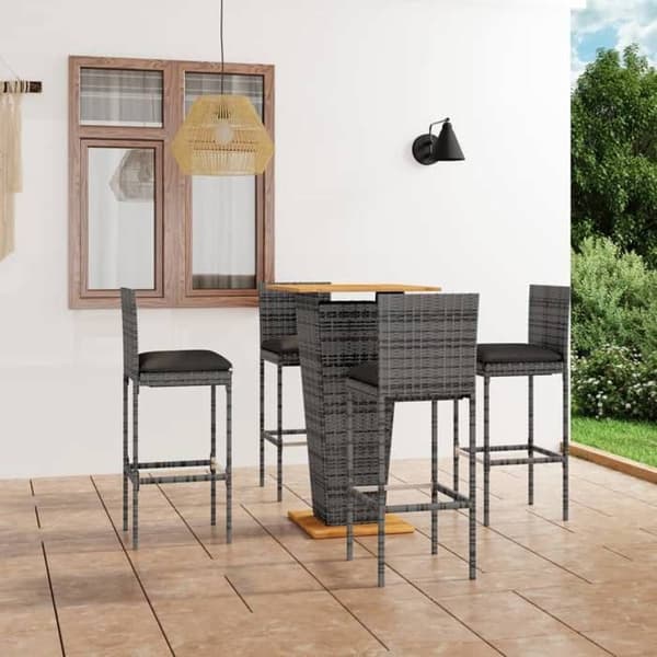 Maison Exclusive - Havebar sæt 5 dele med puder, flet i grå Grå