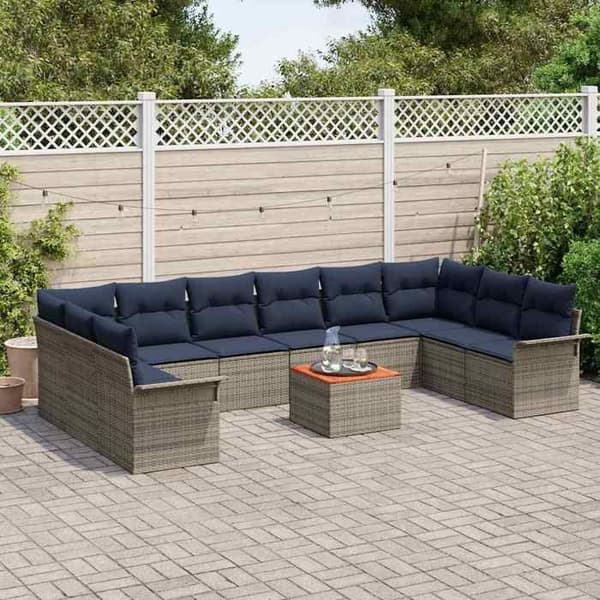 Maison Exclusive - 11-delars trädgårdsoff-set 10-sits brun