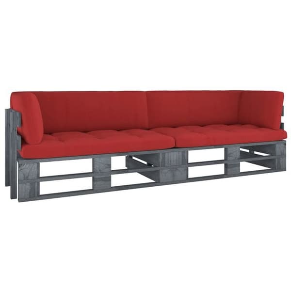 Sofa palette - MAISON EXCLUSIVE - 2 pladser - Imprægneret fyr - Puder inkluderet - Grå Grå