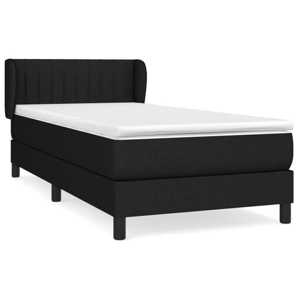 Seng med madras - Eksklusivt Hus - 90x190 cm - Justerbar hovedgærde - Sort - Holdbart stof