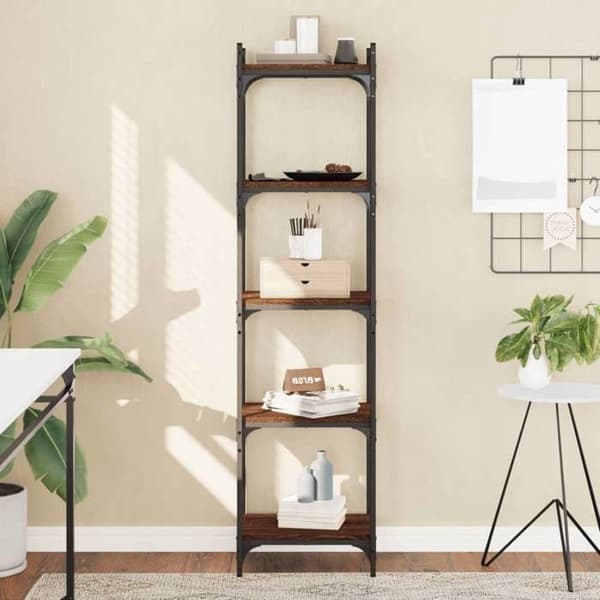 Maison Exclusive - Bibliotek 5 niveauer egetræ brun 40x30x154cm ingeniørtræ