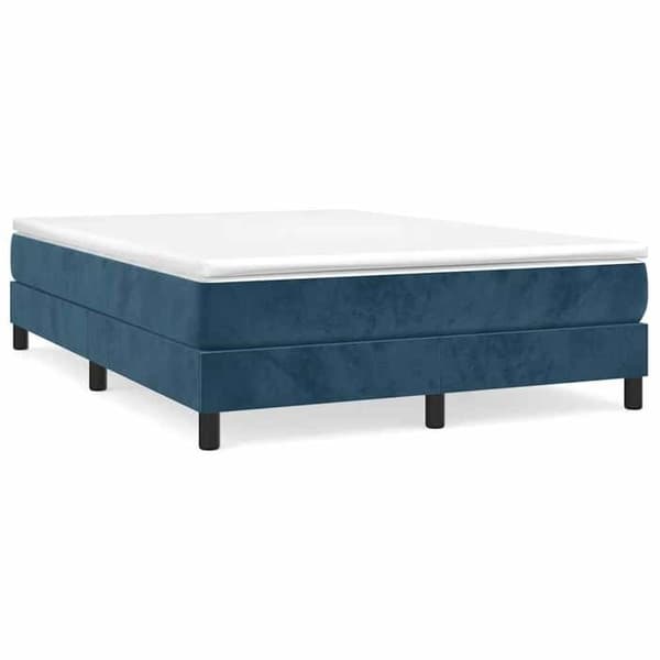 Maison Exclusive - Sängram med mörkblå lameller 140x190 cm sammet