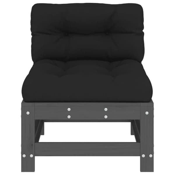 Havemøbel - EKSKLUSIVT HUS - Central sofa - Massivt fyrretræ - Polstrede grå puder - Modulært design Grå (kuddar)