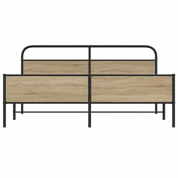 Sengestel - EKSKLUSIV HUS - 150x200 - Stål & behandlet træ - Røget eg - Lamelseng Rökt ek
