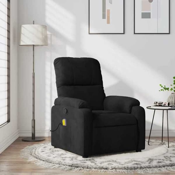 Maison Exclusive - Sort mikrofiber massage lænestol