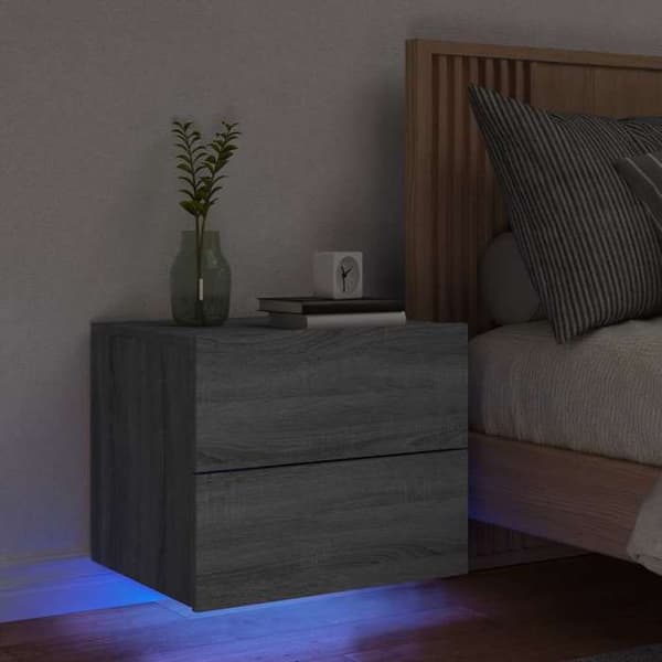 Maison Exclusive - Væghængt natbord med LED-lys i Sonoma grå sonoma grå