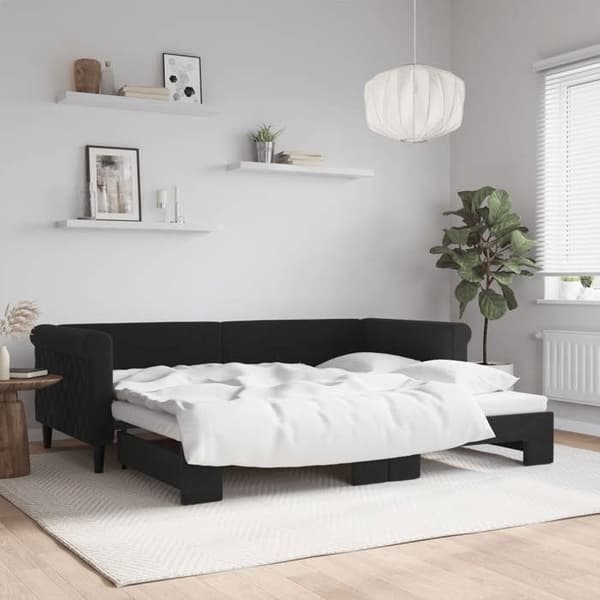 Maison Exclusive - Sovesofa med udtræk uden madras sort 90x200 cm