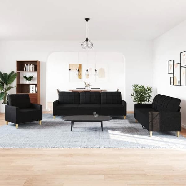 Maison Exclusive - 3 kpl musta kangassohvaryhmä Svart