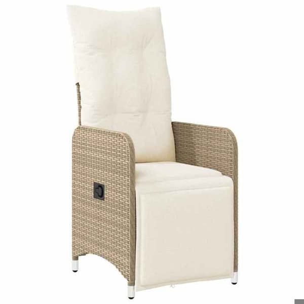 Maison Exclusive - 9-delars trädgårdsbistro-set med beige kuddar i polyrotting