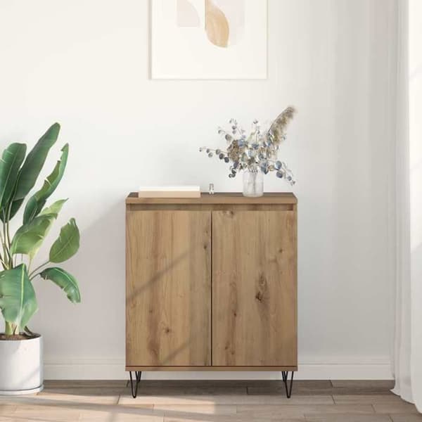 Buffé - EXKLUSIVT HUS - 60 x 35 x 70 cm - Ingenjörsträ - Järnfötter - Stort kapacitet Ek