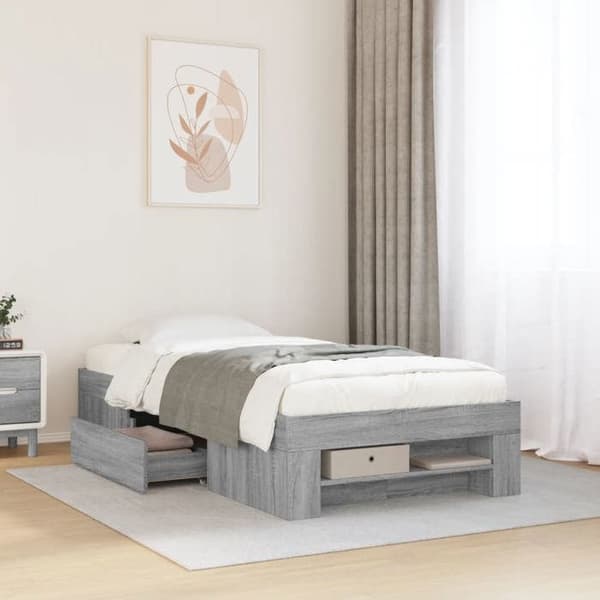 Maison Exclusive - Sengestel uden madras sonoma grå 100x200 cm Sonoma grå