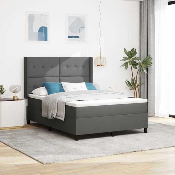 Maison Exclusive - LED-jousipatja Tummanharmaa 160 x 200 cm kangas Mörkgrå