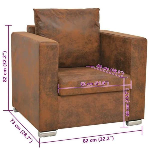 Maison Exclusive - Brun fåtölj 82 x 73 x 82 cm i mockaimitation kastanj