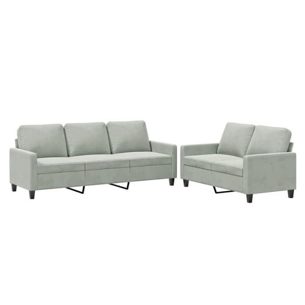 Maison Exclusive - Sæt af 2 sofaer med puder Lys grå Velour