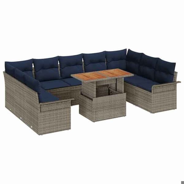 Trädgårdsmöbelset - EXKLUSIVT HUS - Modulärt - Grå - Inbyggd förvaring - Stål & poly rattan Grå