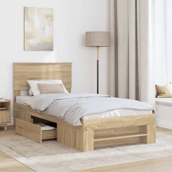 Maison Exclusive - Sängram Ek Sonoma 100 x 200 m Ingenjörsträ