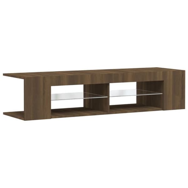 Maison Exclusive - TV-møbel med LED-lys, brunt egetræ 135x39x30 cm