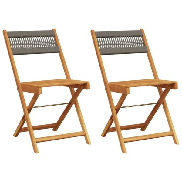 Maison Exclusive - Fällstolar (set om 2) i massiv akaciaträ och rep Grå (grå akacia)